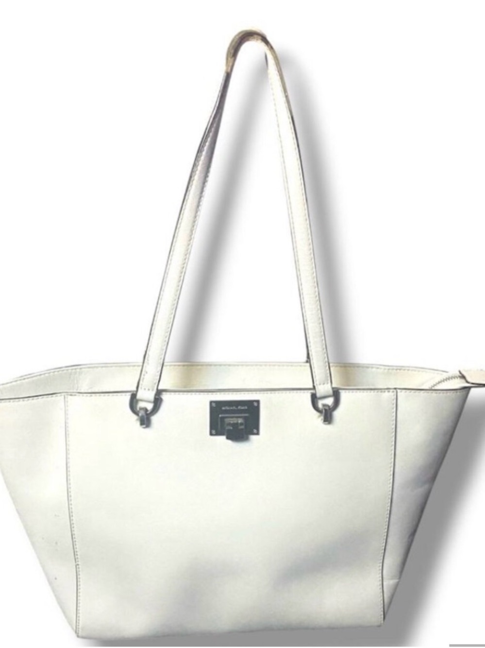 Michael Kors White Leather Tote Bag with Silver Hardware